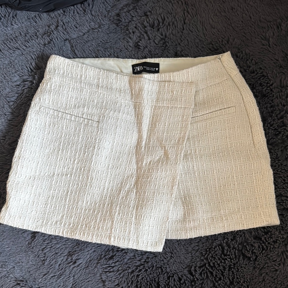 Zara Cream Textured Skort